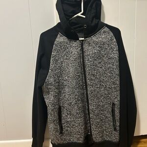 Brooklyn Xpress Men's Black and Gray Zip-Up Sweatshirt Size L